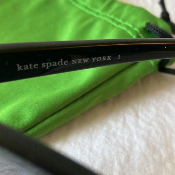 Kate Spade: Black Samantha Cat Eye Sunglasses- Gray gradient- green sleeve - Picture 3 of 16
